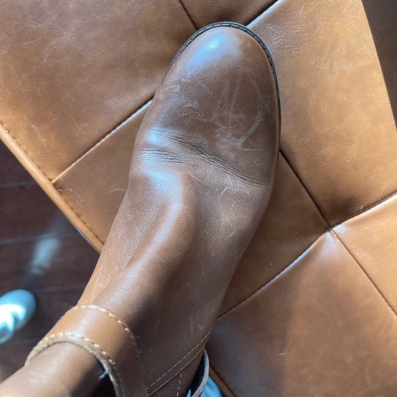 Tommy Hilfiger Ankle Boots Size 8.5 Brown Faux Leather Heel Booties - Picture 7 of 9